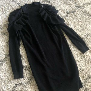 NWT Solutions! Nordstrom Black Ruffle Slit Sleeves
